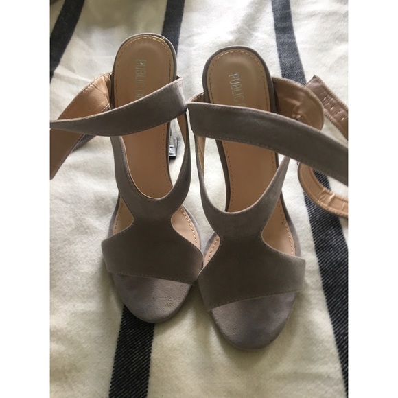 Public Desire Shoes - Public Desire wrap velvet gray heels